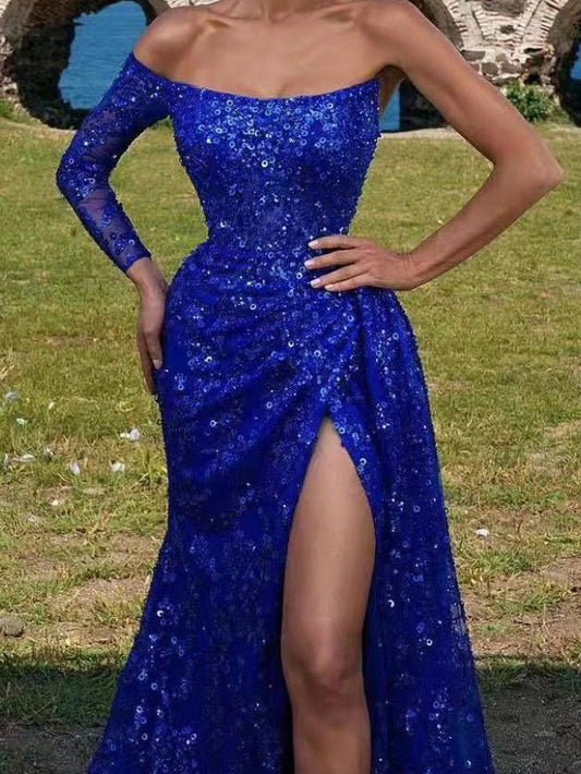 Stilla | Kvinders Kjoler Paillet Stram Uden Skuldre Slids Aften Kjole