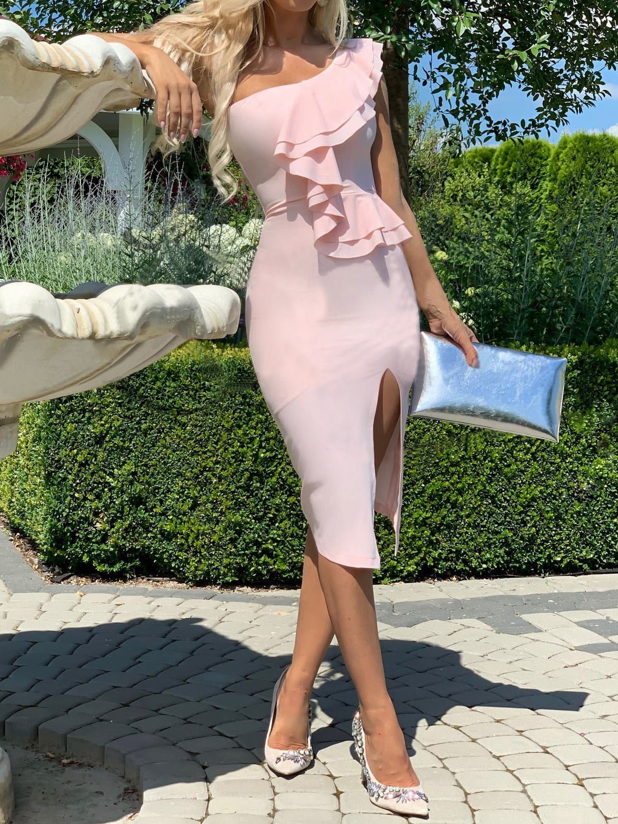 Stilla | Kvinder Kjoler Skrå Skulder Flæse Slids Kjole