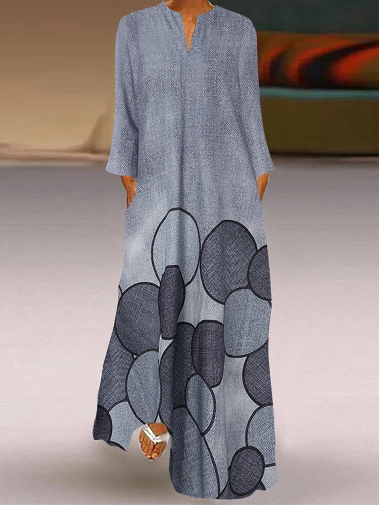 Stilla | Kvinderne Kjoler Årgang Print Lomme Lange Ærmer Kjole