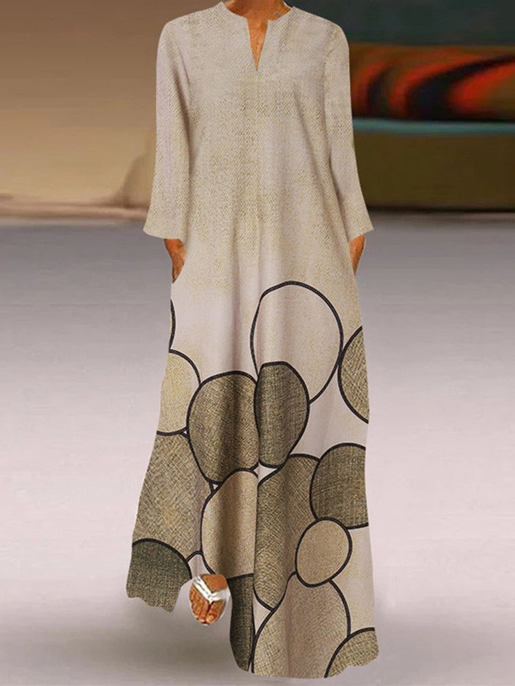 Stilla | Kvinderne Kjoler Årgang Print Lomme Lange Ærmer Kjole