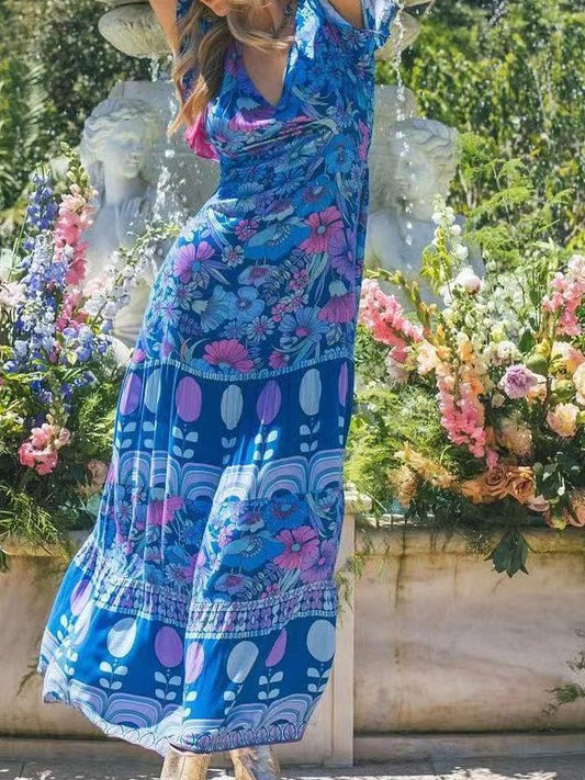 Stilla | Kvinders Kjoler Årgang Print V-hals Kortærmet Kjole