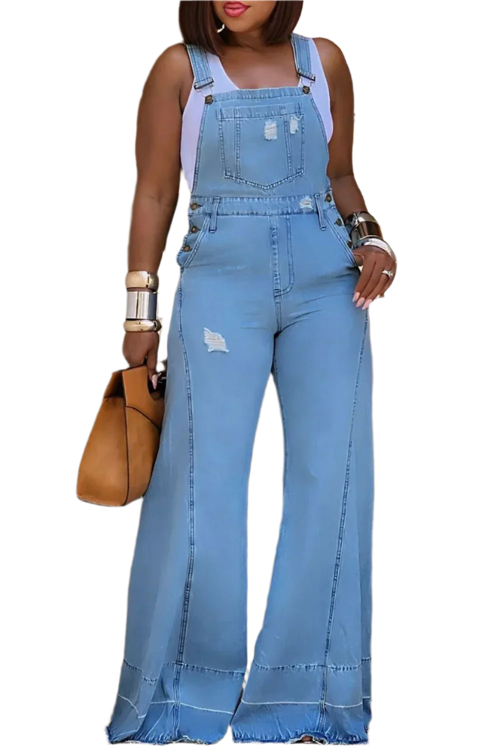 Stilla | Designer 2 4xl Denim Bred Ben Jumpsuits (plus Størrelse)