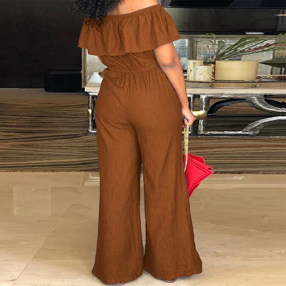 Stilla | Designer 2 5xl Ruffle Off Shoulder Jumpsuits (plus Størrelse)