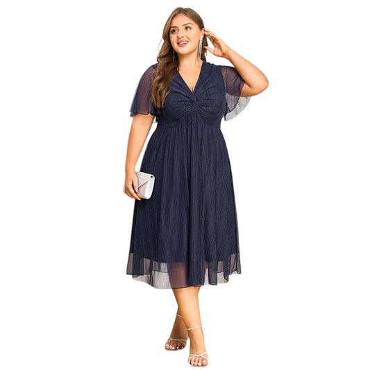 Stilla | Designer 3 6xl Chiffon Blå Korte Kjoler (plus Størrelse)