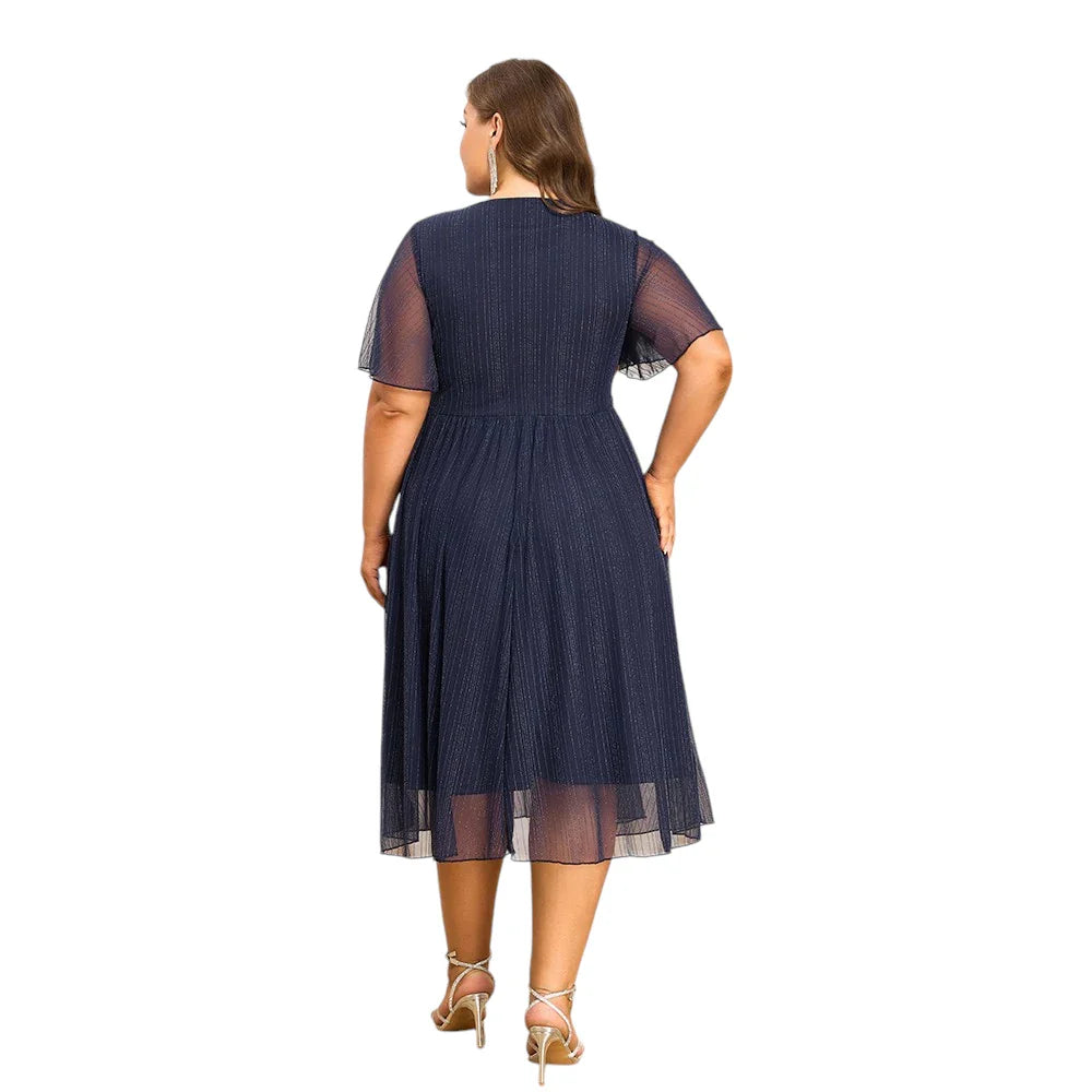 Stilla | Designer 3 6xl Chiffon Blå Korte Kjoler (plus Størrelse)