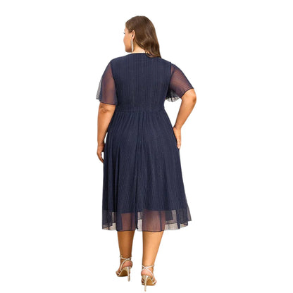 Stilla | Designer 3 6xl Chiffon Blå Korte Kjoler (plus Størrelse)