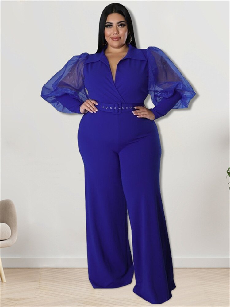 Stilla | Designer Bælte Puffede 2 5xl Jumpsuits (plus Størrelse)