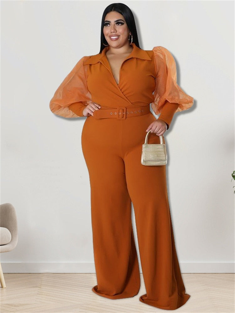 Stilla | Designer Bælte Puffede 2 5xl Jumpsuits (plus Størrelse)