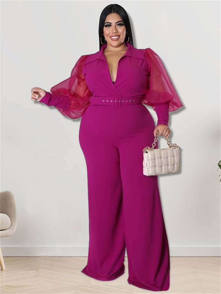Stilla | Designer Bælte Puffede 2 5xl Jumpsuits (plus Størrelse)