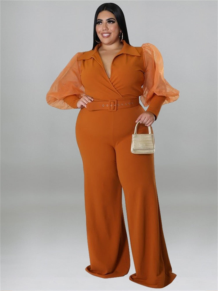 Stilla | Designer Bælte Puffede 2 5xl Jumpsuits (plus Størrelse)