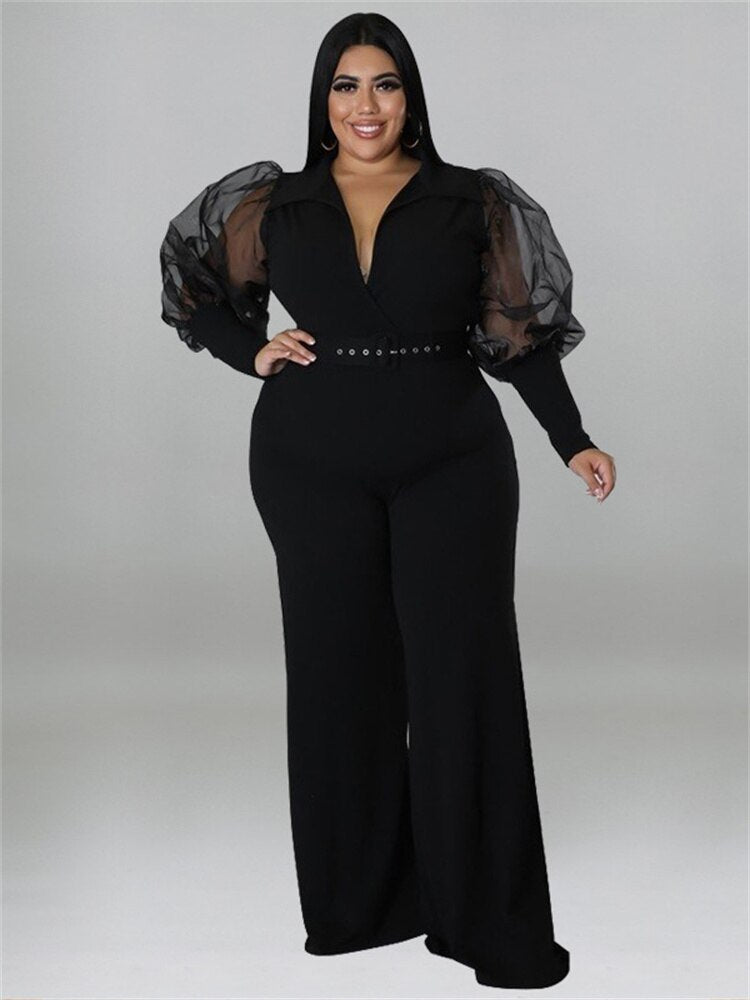 Stilla | Designer Bælte Puffede 2 5xl Jumpsuits (plus Størrelse)