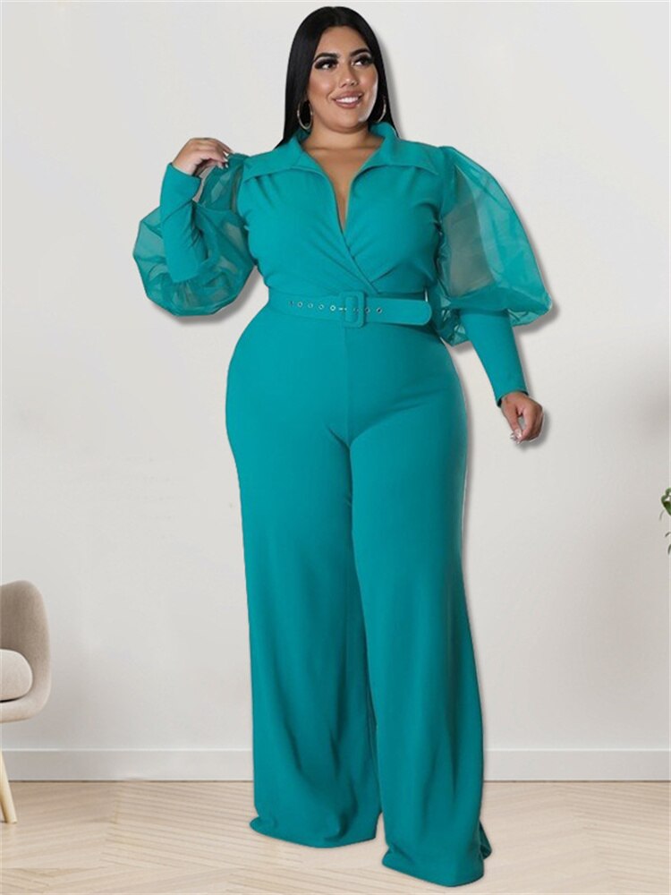 Stilla | Designer Bælte Puffede 2 5xl Jumpsuits (plus Størrelse)