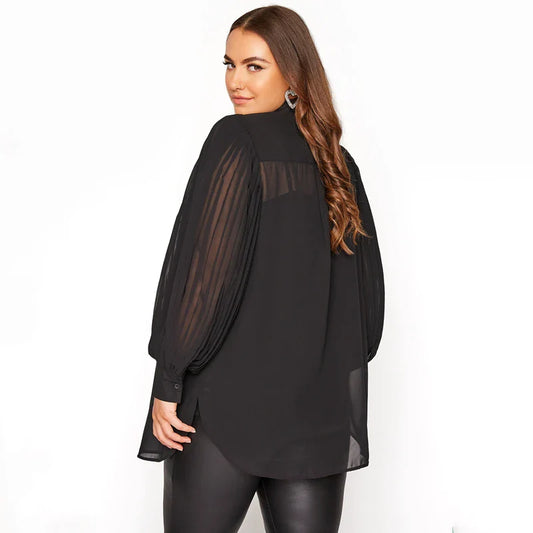 Stilla | Designer Chiffon L 8xl Lanterne Langærmet Toppe (plus Størrelse)