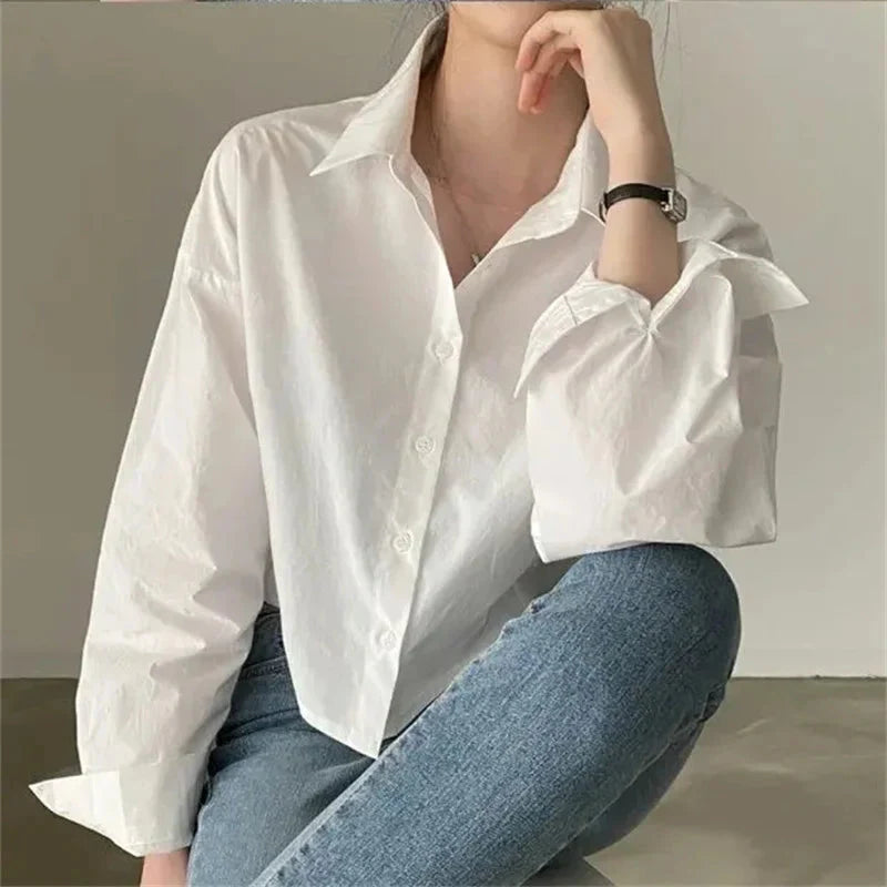 Stilla | Designer Crop Office Skjorte Split Bag Langærmede Toppe