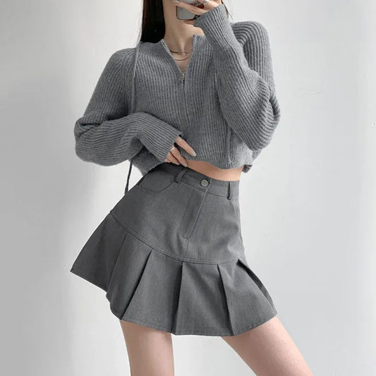 Stilla | Designer Høj Talje Plisseret Mini Nederdele (kort)
