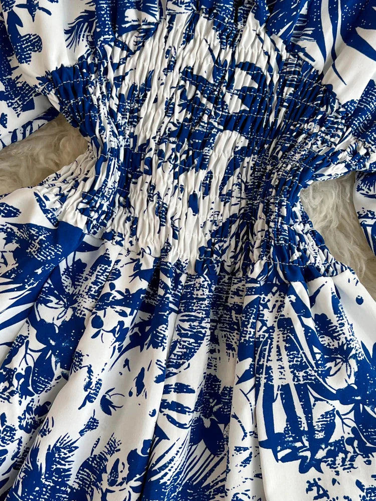 Stilla | Kvinders Blomstret V-Hals Rompers Lange Ærmer Mode Designer Jumpsuits