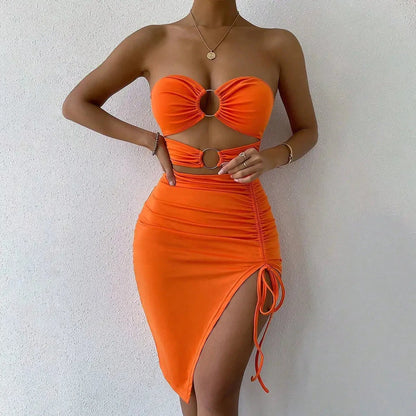 Stilla | Kvinders Halterneck Fashion Designer Off Shoulder Mini Kjoler (kort)