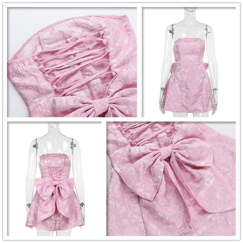 Stilla | Kvinders Jacquard Talje Wrap A-Linje Mode Designer Kjoler (kort)