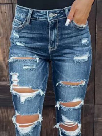 Stilla | Kvinders Jeans Vasket Stræk Revnet Skinny Jeans