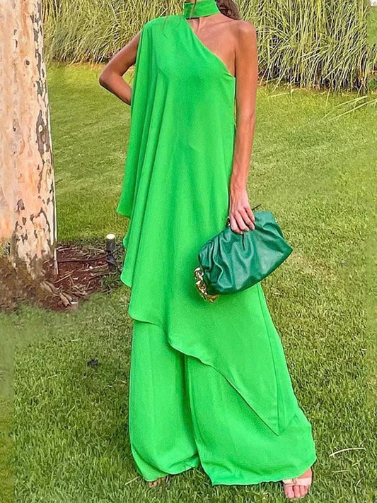 Stilla | Dame Jumpsuits Løse Halterneck Off Shoulder Brede Ben Jumpsuit