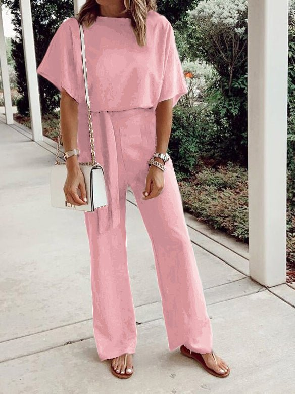 Stilla | Kvinders Jumpsuits Løse Korte Ærmer Snøre Jumpsuit