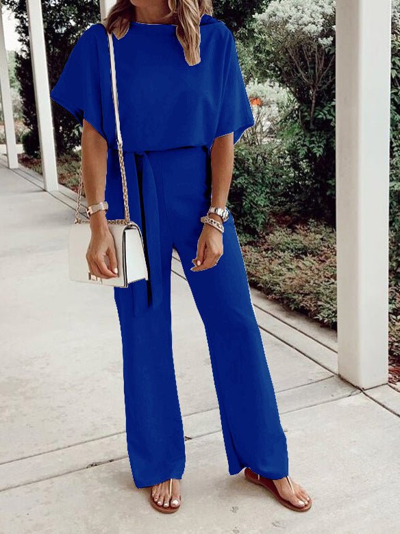 Stilla | Kvinders Jumpsuits Løse Korte Ærmer Snøre Jumpsuit
