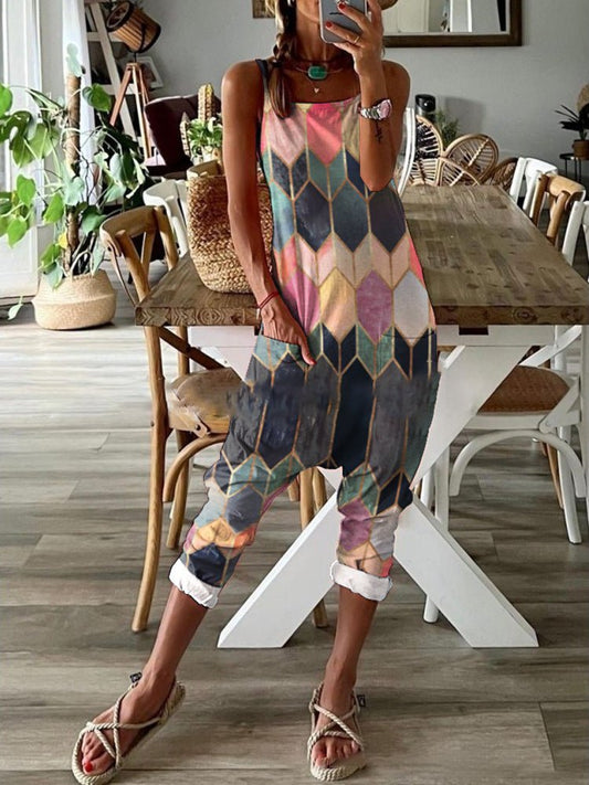Stilla | Kvinder Jumpsuits Multifarvet Print Lomme Bib Jumpsuit
