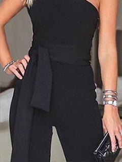 Stilla | Kvinder Jumpsuits Én Skulder Snørres Afslappet Jumpsuit