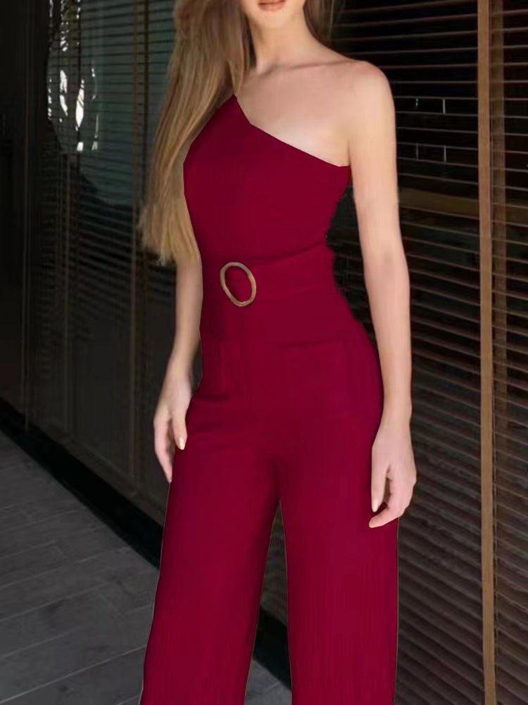 Stilla | Kvinders Jumpsuits En Skulderstrop Bælte Bred Ben Bukser Jumpsuit