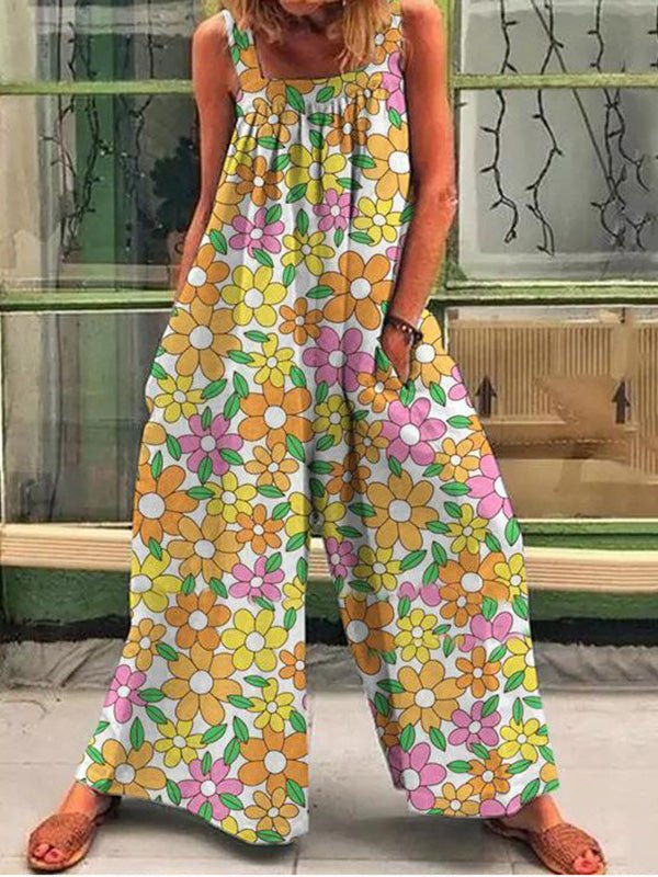 Stilla | Kvinders Jumpsuits Trykt Slynge Lomme Bred Ben Jumpsuit