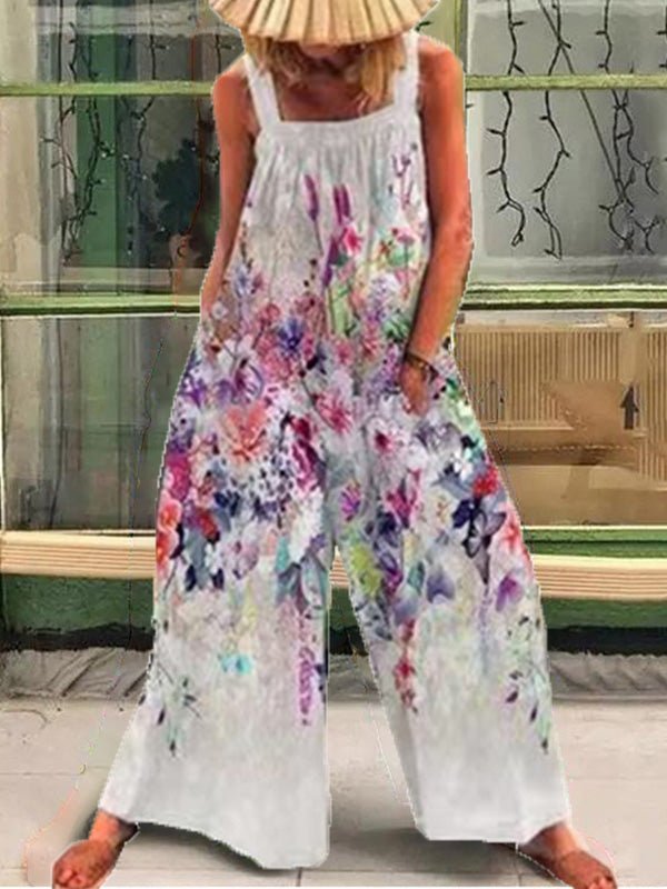 Stilla | Kvinders Jumpsuits Trykt Slynge Lomme Bred Ben Jumpsuit
