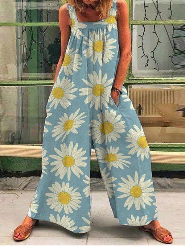 Stilla | Kvinders Jumpsuits Trykt Slynge Lomme Bred Ben Jumpsuit