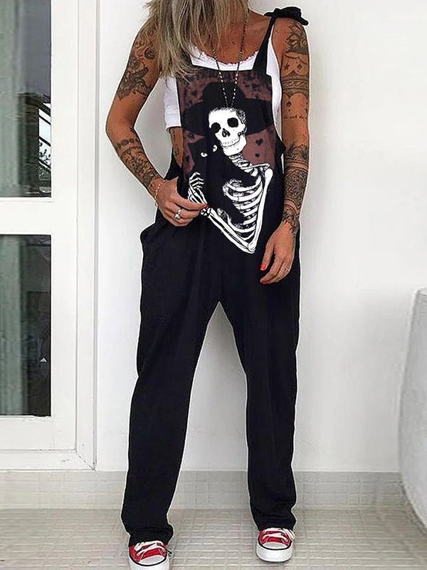 Stilla | Kvinder Jumpsuits Kranium Print Ærmeløs Afslappet Jumpsuit