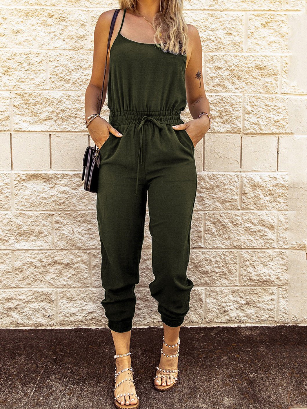 Stilla | Kvinders Jumpsuits Slynge Binde Elastisk Talje Lomme Slim Fit Jumpsuit