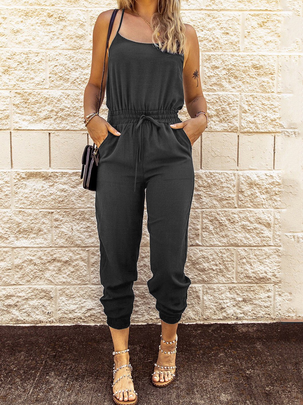 Stilla | Kvinders Jumpsuits Slynge Binde Elastisk Talje Lomme Slim Fit Jumpsuit