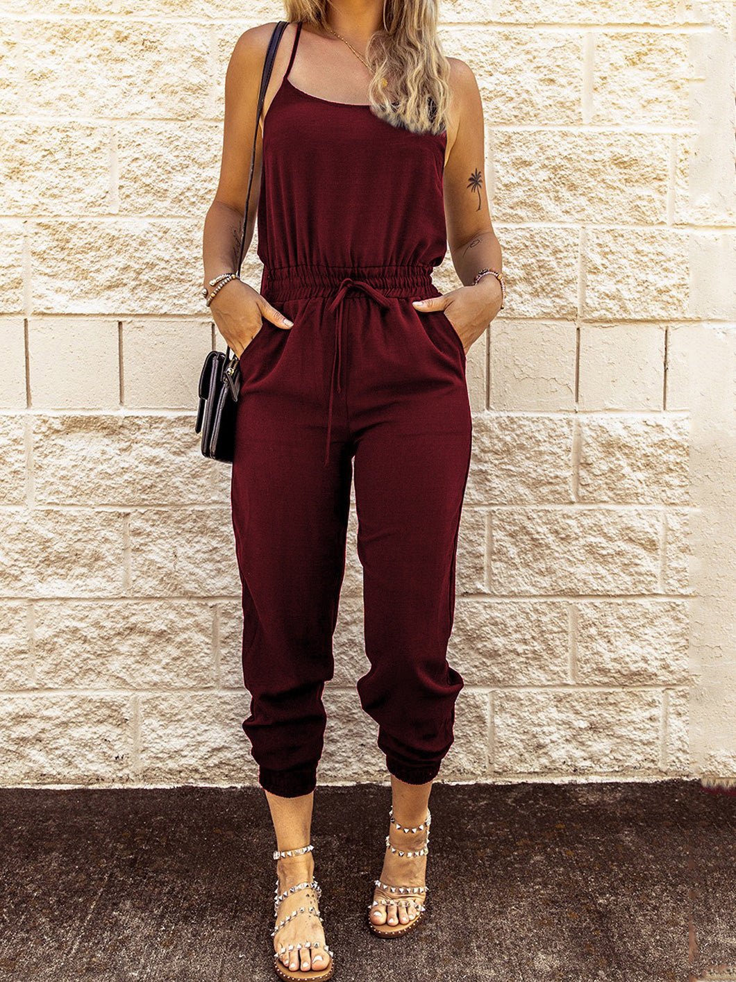 Stilla | Kvinders Jumpsuits Slynge Binde Elastisk Talje Lomme Slim Fit Jumpsuit