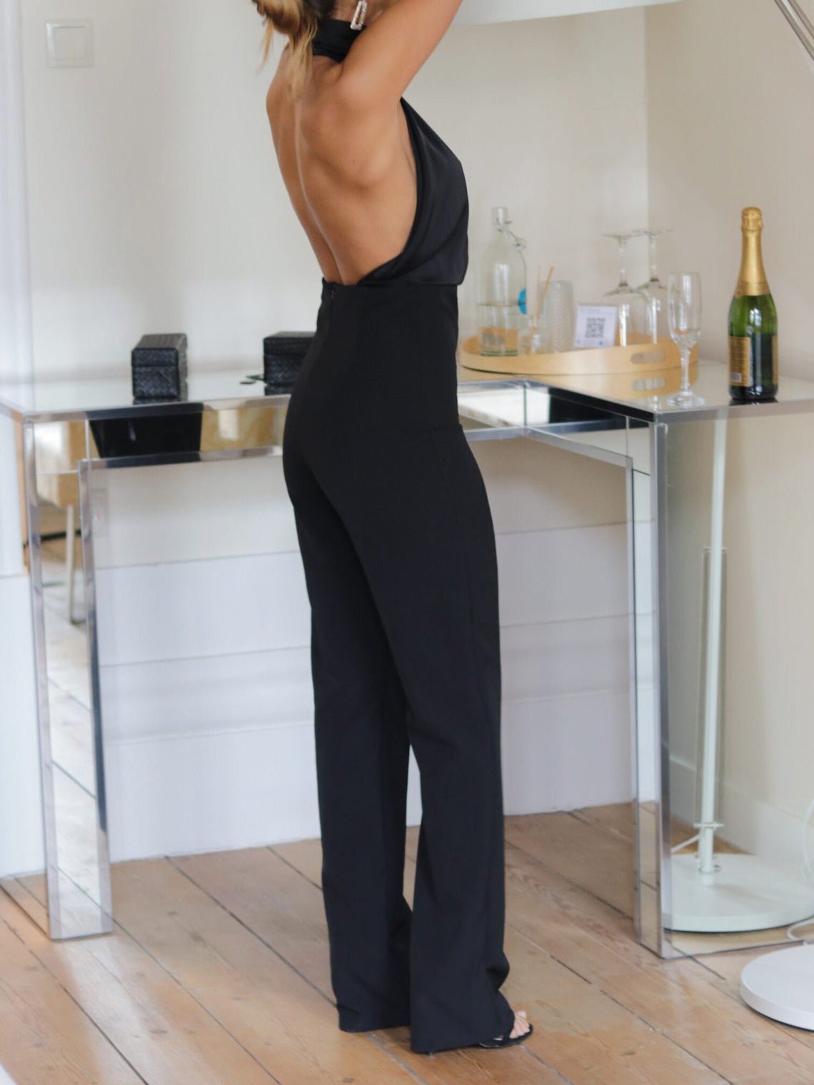 Stilla | Dame Jumpsuits Solid Halterneck Åben Ryg Slim Fit Jumpsuit