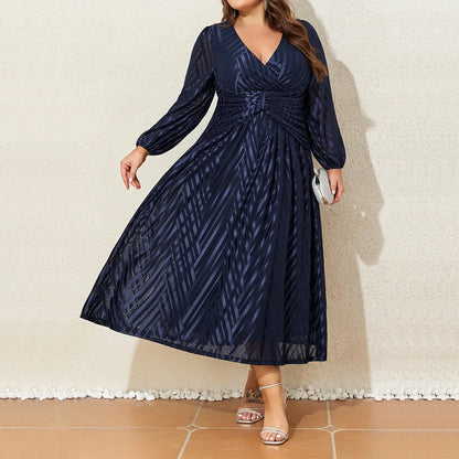 Stilla | Kvinders Lanterneærmede 2 4xl Mode Designer Lange Kjoler (plus Størrelse)