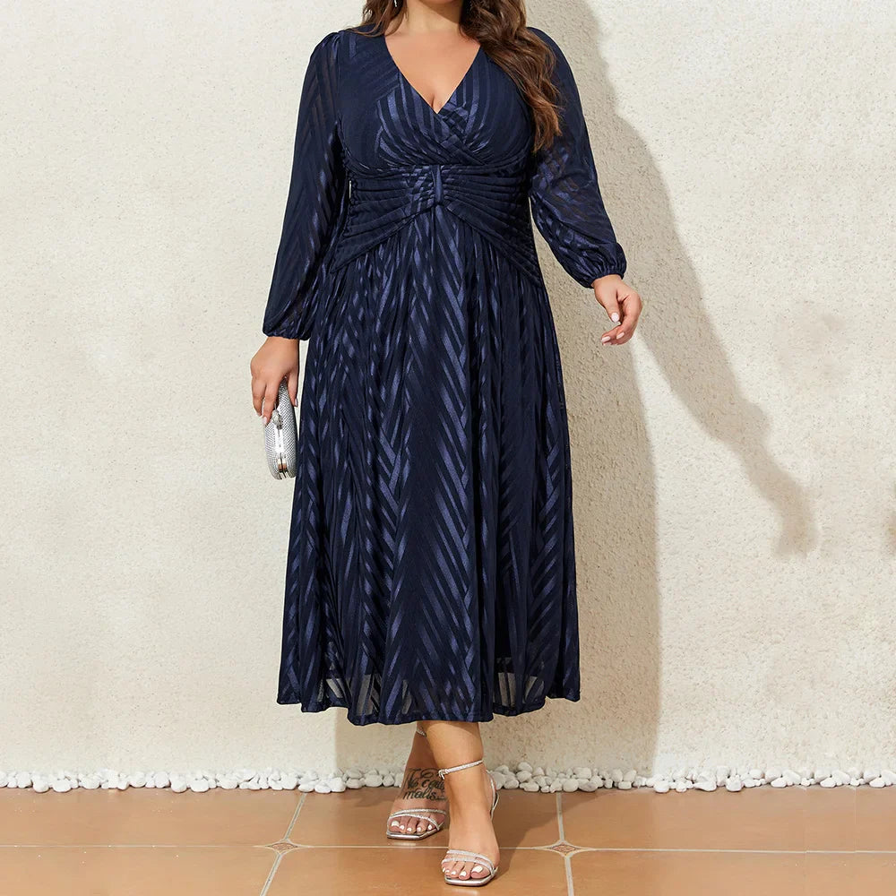 Stilla | Kvinders Lanterneærmede 2 4xl Mode Designer Lange Kjoler (plus Størrelse)