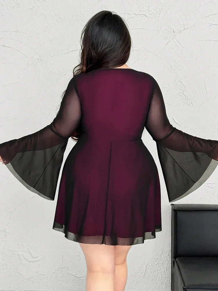 Stilla | Kvinder's Mesh Overlay 2 4xl Mode Designer Kort Kjoler (plus Størrelse)