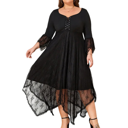 Stilla | Kvindernes Mesh Overlay 2 6xl Mode Designer Midi Kjoler (plus Størrelse)