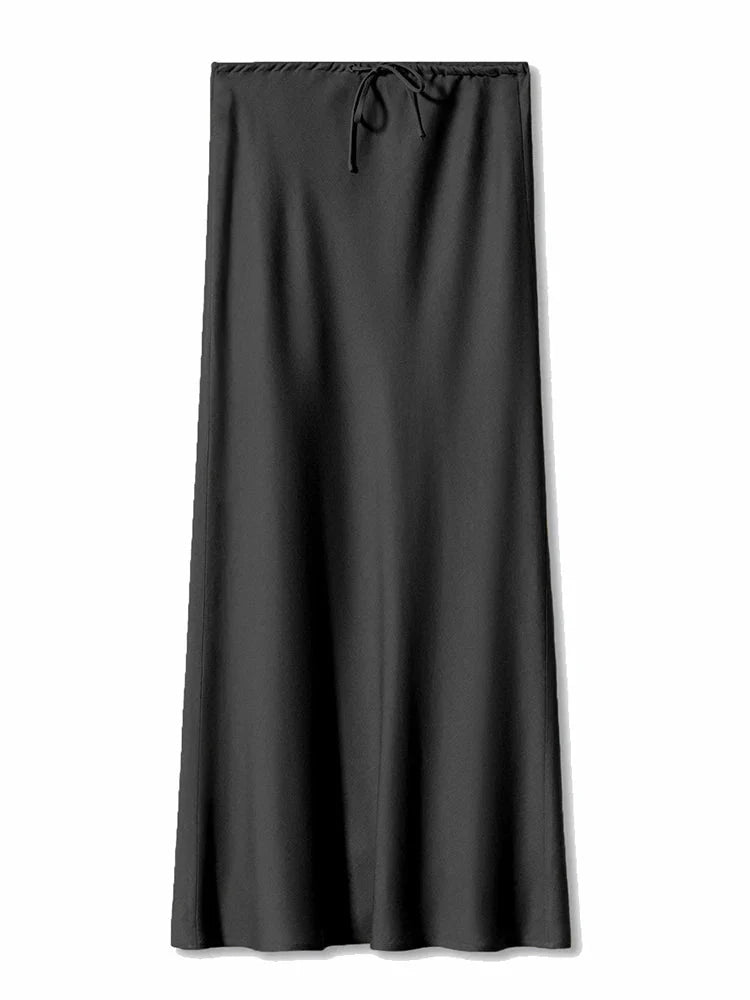 Stilla | Kvinders Metallisk Satin Mode Designer Lavtaljede Nederdele (lange)