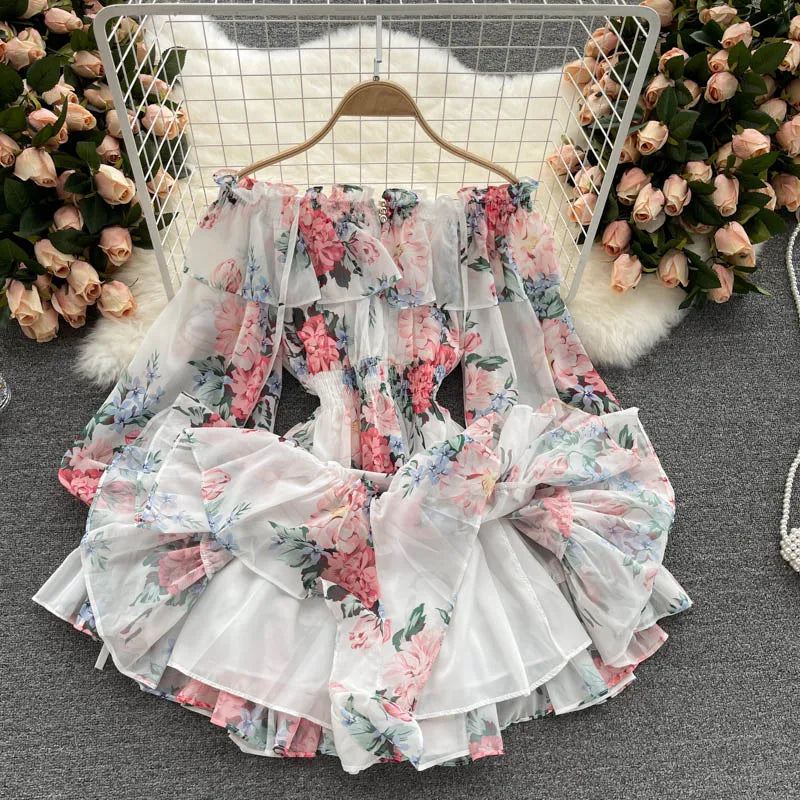 Stilla | Kvinders Off Shoulder Rompers Fashion Designer Blomster Jumpsuits