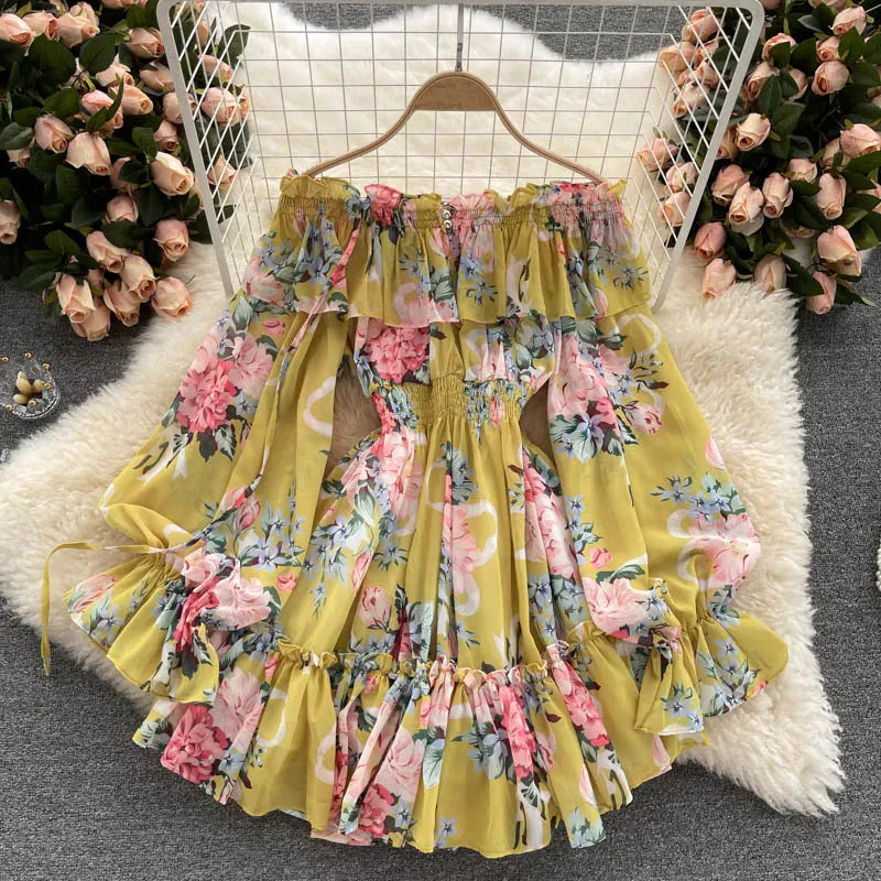 Stilla | Kvinders Off Shoulder Rompers Fashion Designer Blomster Jumpsuits