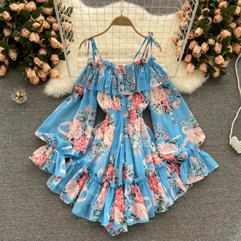 Stilla | Kvinders Off Shoulder Rompers Fashion Designer Blomster Jumpsuits