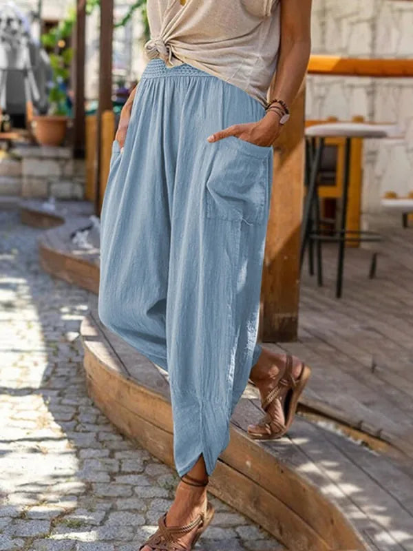 Stilla | Kvinders Pantaloner Snøre Løse Mode Designer Linned Bukser