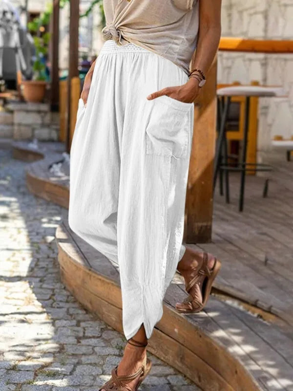 Stilla | Kvinders Pantaloner Snøre Løse Mode Designer Linned Bukser