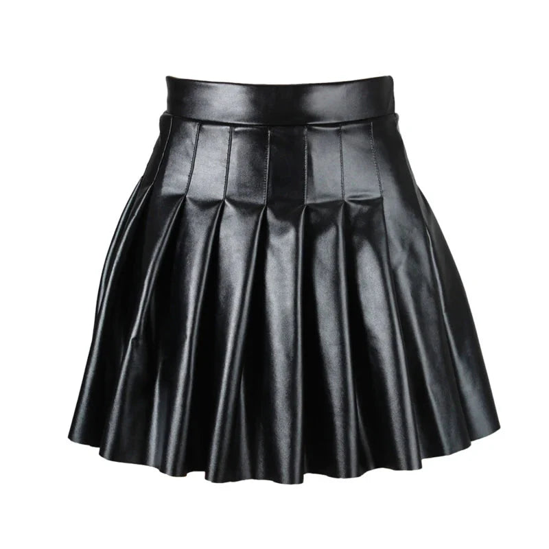 Stilla | Kvinders Pu A-Linjeet Læder Mode Designer Asymmetrisk Mini Skørter (kort)