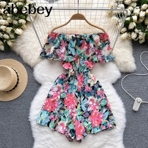 Stilla | Kvinders Rompers Off Shoulder Blomster Fashion Designer Jumpsuits