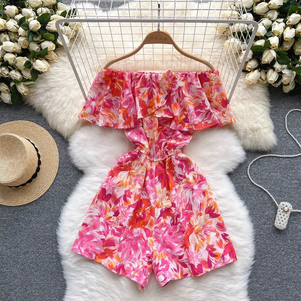 Stilla | Kvinders Rompers Off Shoulder Blomster Fashion Designer Jumpsuits